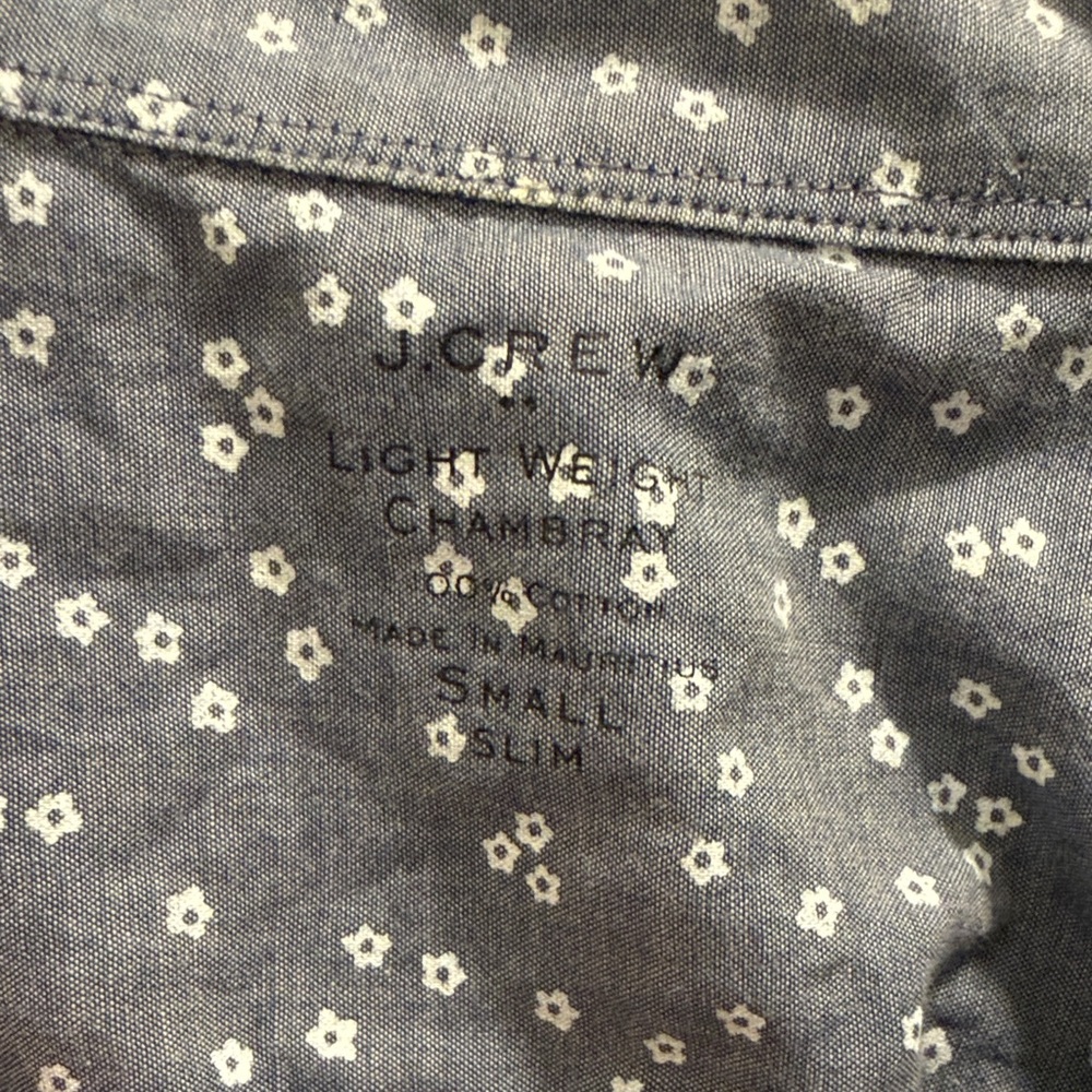 J. Crew Gray Patterned Button-Up Chambray Shirt - image 2